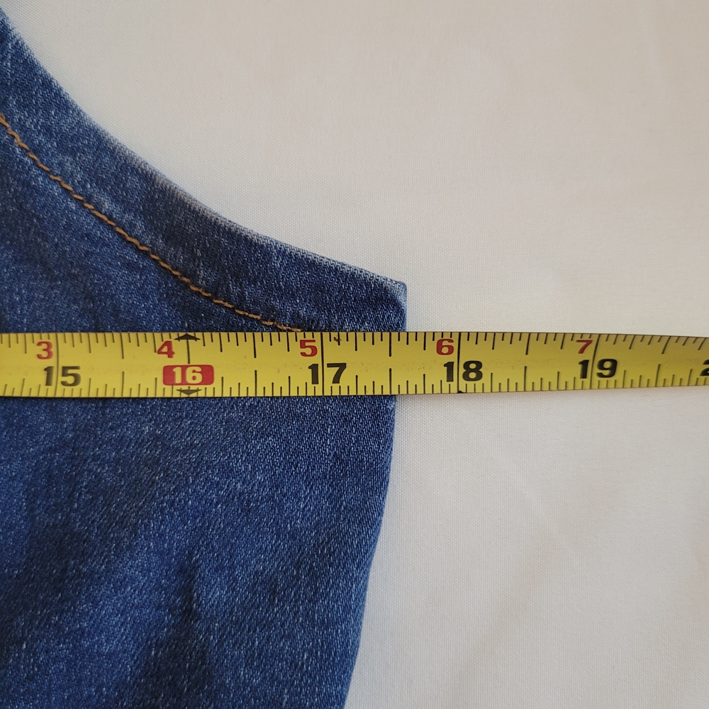Roxy Stretch Denim Button Front Mini Jean Dress Beach Festival Boho Cottagecore - Picture 6 of 10